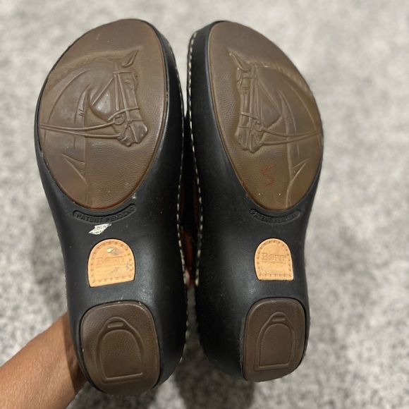 BORN Shoes Womens 8 Brown Platform Wedge Leather Clogs Mule Cottagecore Slip On - Picture 6 of 13